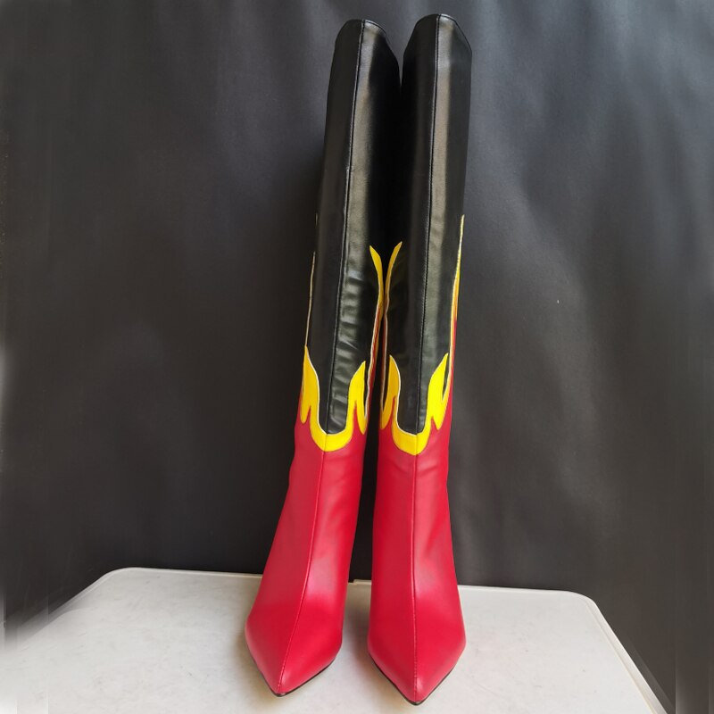 Punkgräfin Flame Boots – Gothic Punk Designer Stiefel mit Flammen High Heels