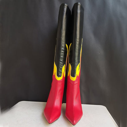 Punkgräfin Flame Boots – Gothic Punk Designer Stiefel mit Flammen High Heels