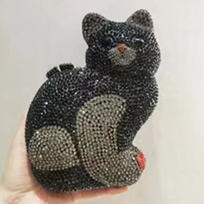 Muschibitch Crystal Cat Clutch – Luxury Rhinestone Kitty Party Bag