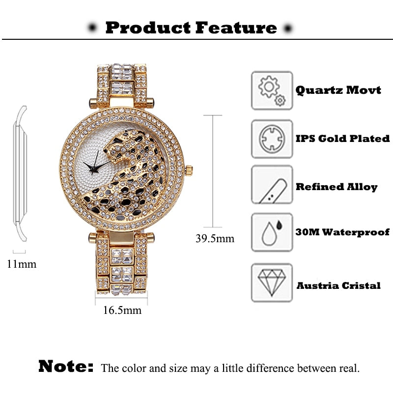 Muschibitch Leopard Bling Watch – Luxus Gold Diamond Uhr