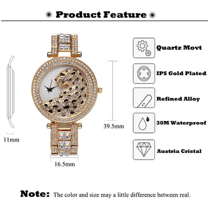Muschibitch Leopard Bling Watch – Luxus Gold Diamond Uhr