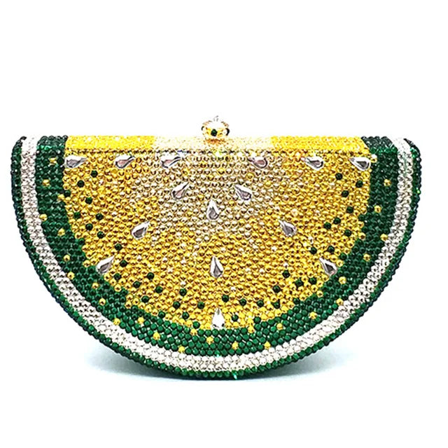 Muschibitch Crystal Lemon Clutch – Rhinestone Designer Abendtasche