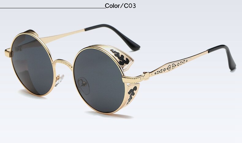 Punkgraf Steampunk Sonnenbrille Rund – Punk Vintage Brille