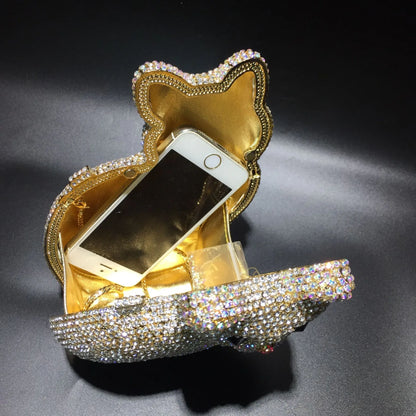 Muschibitch Crystal Cat Clutch – Luxury Rhinestone Kitty Party Bag