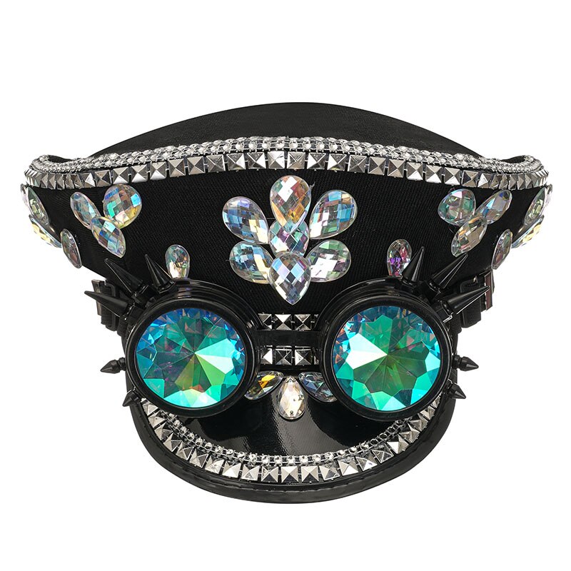 Muschibitch Luxus Rave Cap – Rhinestone Steampunk Party Hat