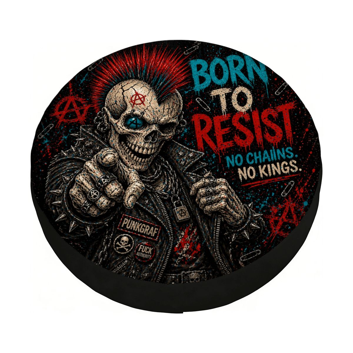 Punkgraf Reserveradabdeckung Offroad SUV Ersatzrad Cover mit Punk Skull Motiv Reifenabdeckung