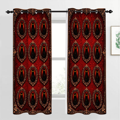 Gothic Vorhang Set, Blackout Curtains Gardinen, rote Barock Verdunkelungsvorhänge, Dark Decor