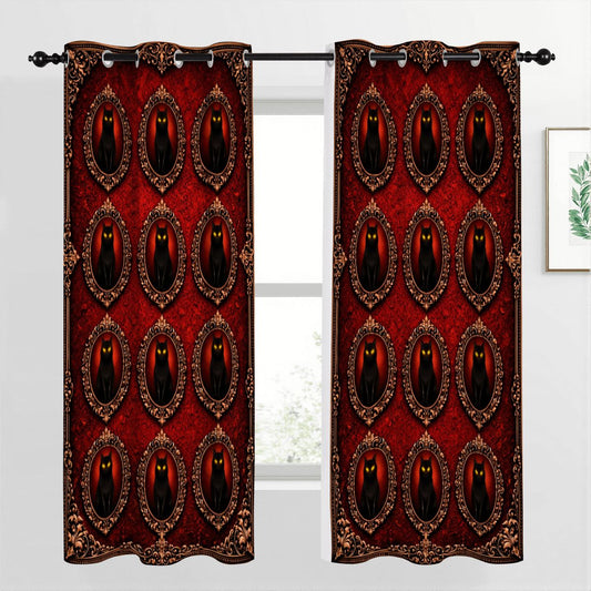 Gothic Vorhang Set, Blackout Curtains Gardinen, rote Barock Verdunkelungsvorhänge, Dark Decor