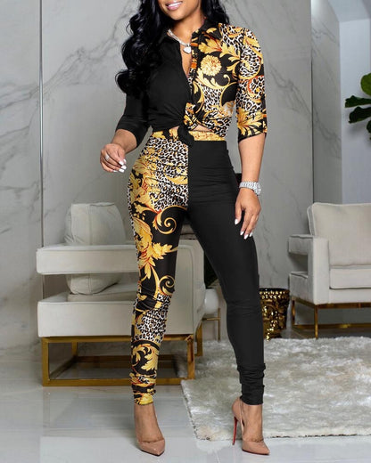 Muschibitch Luxury Chain Print Two-Piece Set – Statement Fashion Outfit