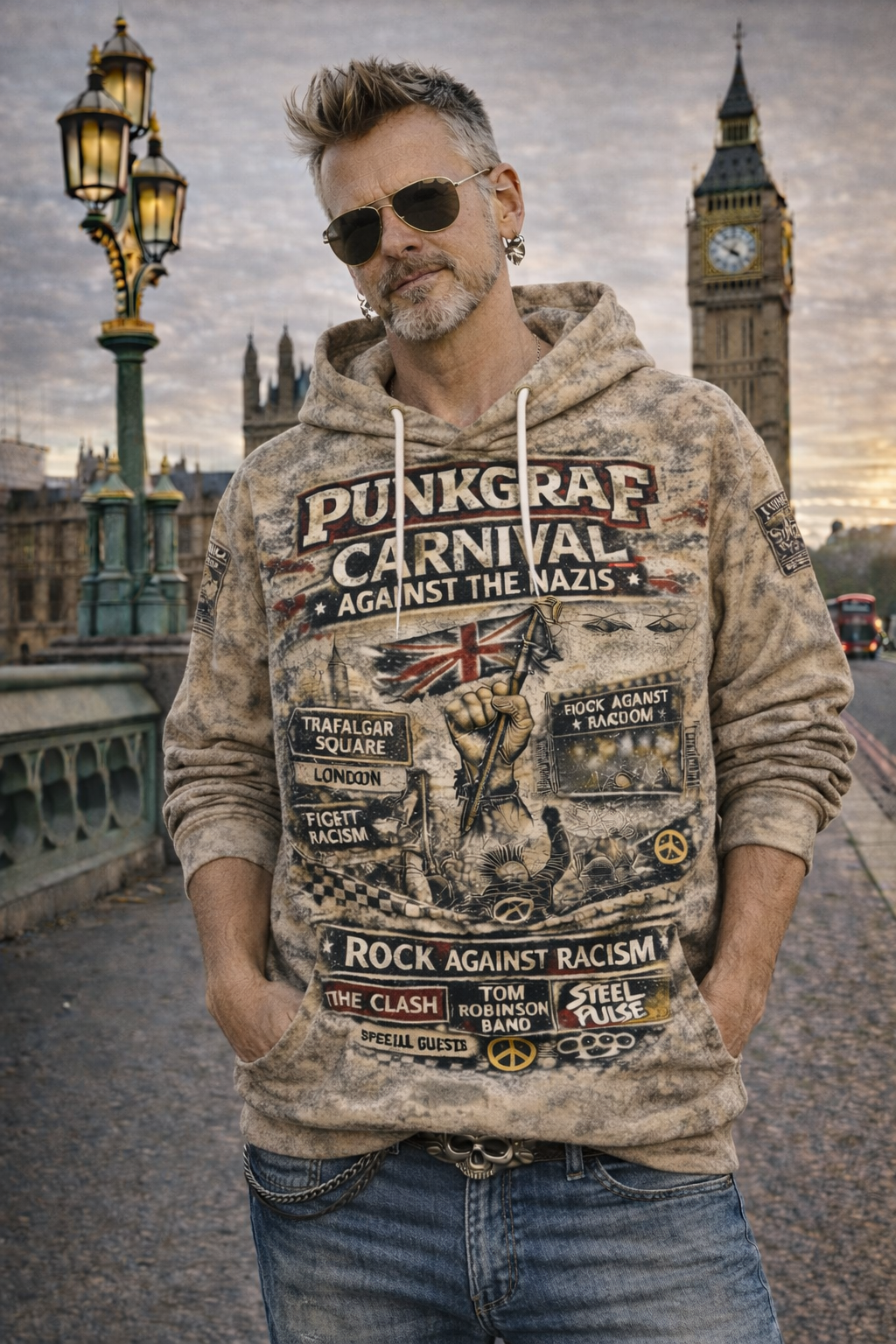 London 1978 Punk Rock Hoodie, Carnival Against the Nazis – Rock Against Racism Trafalgar Square Victoria Park, Punk Reggae Unity, No Pasaran