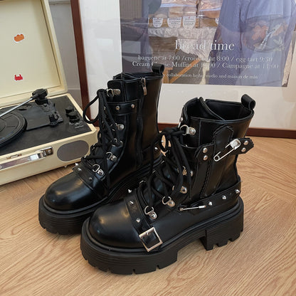 Punkgräfin Punk Boots – Gothic Plateau Combat Boots Damen