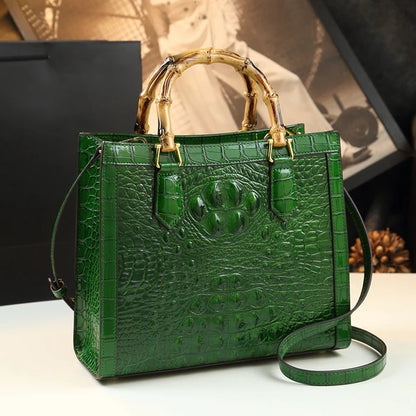 Punkgräfin Bamboo Croco Tote – Luxury Crocodile Pattern Designer Handbag