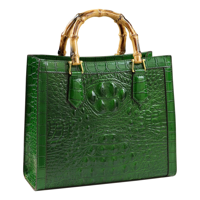 Punkgräfin Bamboo Croco Tote – Luxury Crocodile Pattern Designer Handbag