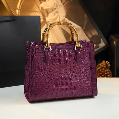 Punkgräfin Bamboo Croco Tote – Luxury Crocodile Pattern Designer Handbag