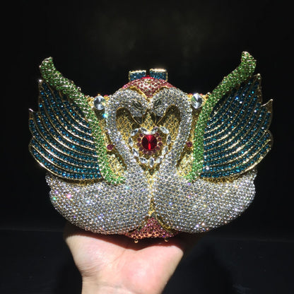 Muschibitch Swan Crystal Clutch – Luxury Rhinestone Designer Evening Bag