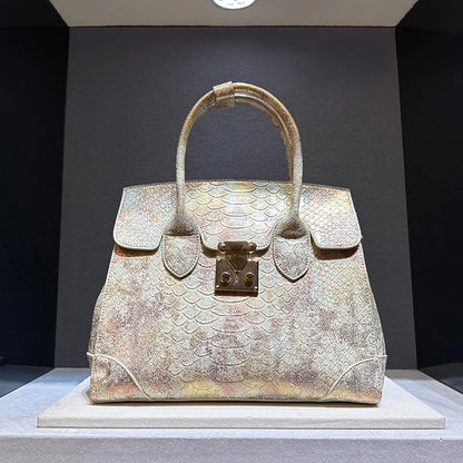 Punkgräfin Luxury Snake Print Designer Handbag – Turquoise Python Leather