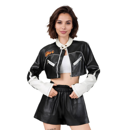 Muschibitch Cropped Vegan Leather Jacket – Sexy Biker Jacke Streetstyle