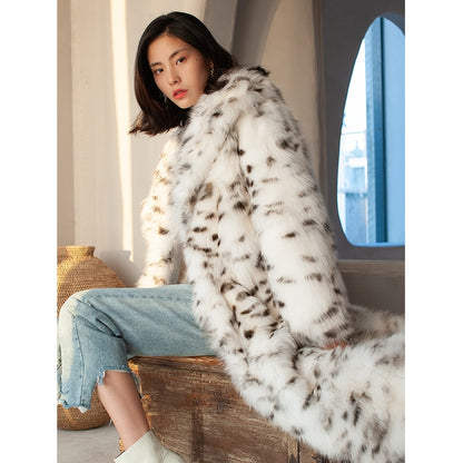 Muschibitch Snow Leopard Faux Fur Coat – Luxury Winter Mantel