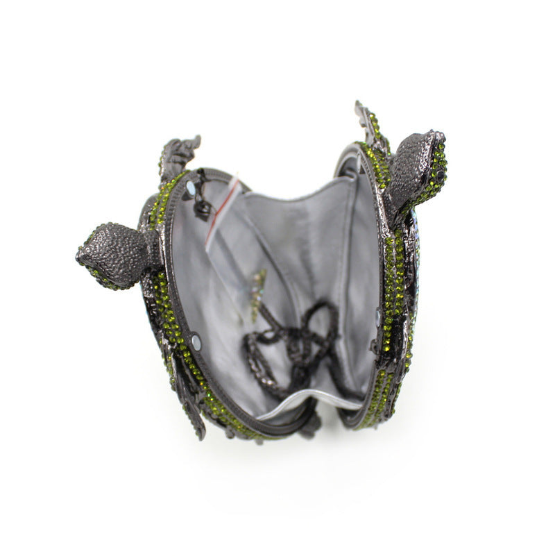 Muschibitch Emerald Turtle Crystal Clutch – Luxus Designer Schildkröten Tasche