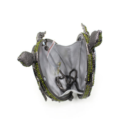 Muschibitch Emerald Turtle Crystal Clutch – Luxus Designer Schildkröten Tasche