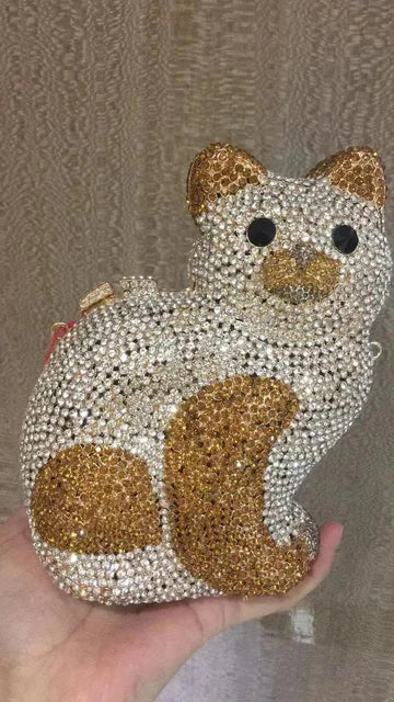 Muschibitch Crystal Cat Clutch – Luxury Rhinestone Kitty Party Bag