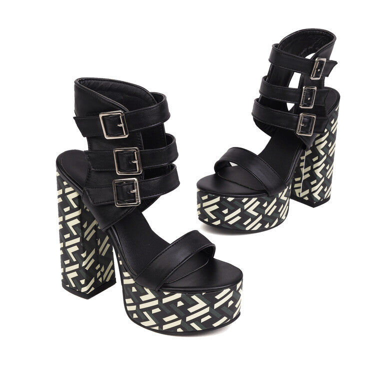 Punkgräfin Platform Sandalen – Punk High Heel Gladiator Heels Damen