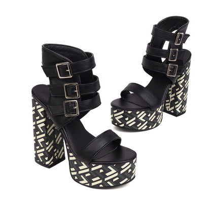 Punkgräfin Platform Sandalen – Punk High Heel Gladiator Heels Damen