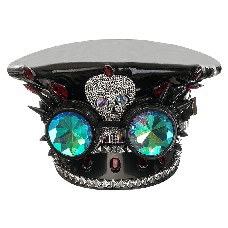Muschibitch Luxus Rave Cap – Rhinestone Steampunk Party Hat