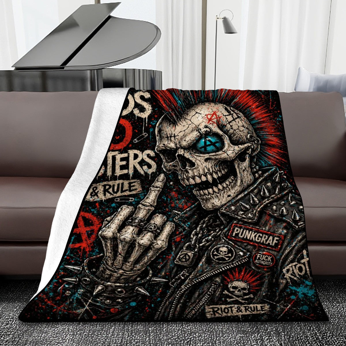 Punk Flanelldecke Decke NO GODS NO MASTERS Kuscheldecke – Punkgraf Rebel Blanket