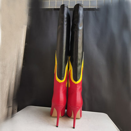 Punkgräfin Flame Boots – Gothic Punk Designer Stiefel mit Flammen High Heels