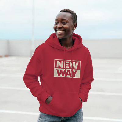 New Way Hoodie Unisex Rot, Statement-Hoodie, Motivations-Streetwear