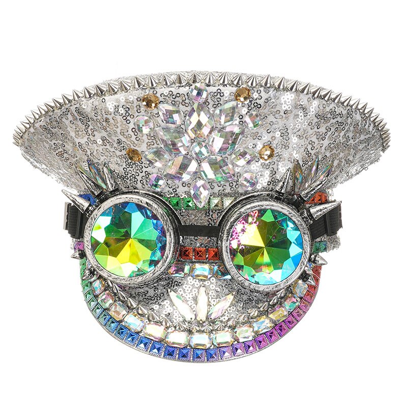 Muschibitch Luxus Rave Cap – Rhinestone Steampunk Party Hat