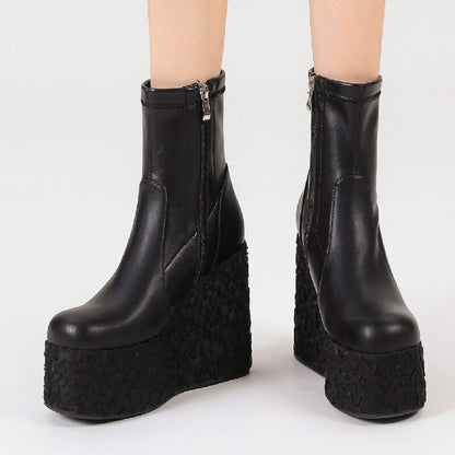 Punkgräfin Platform Wedge Boots – Punk Designer Plateau Stiefel