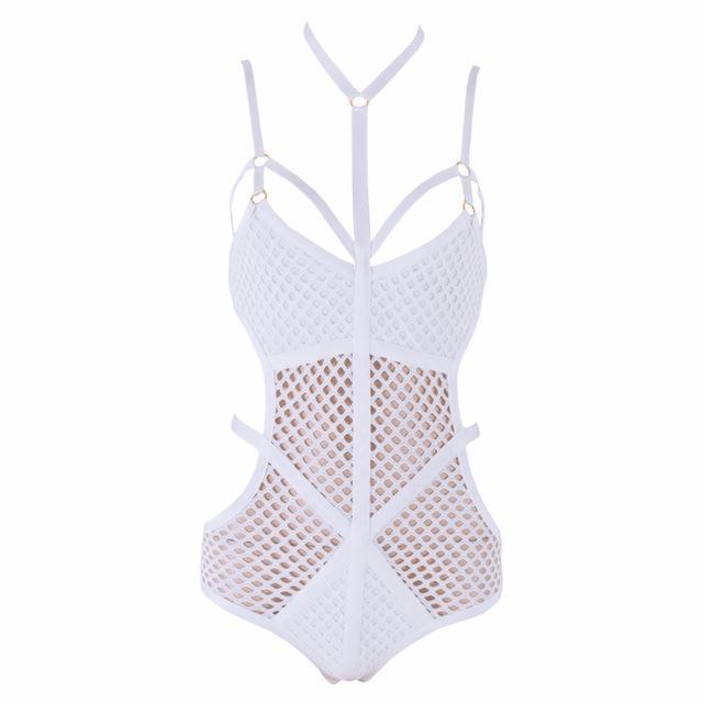 Punkgräfin figurbetonter Gothic Monokini, Sexy Punk Badeanzug Damen