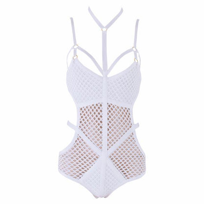 Punkgräfin figurbetonter Gothic Monokini, Sexy Punk Badeanzug Damen