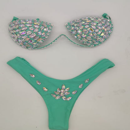 Muschibitch Luxus Diamond Bikini Damen mit Strass & Glanzfinish