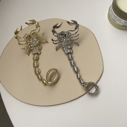 Skorpion Finger Ring mit Kette – Punk Statement Scorpion Ring Gold Silber Damen