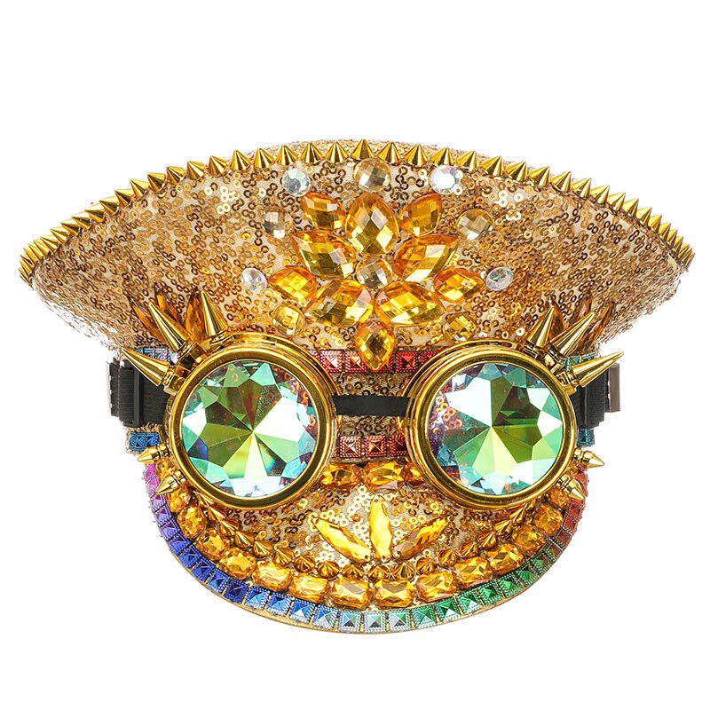 Muschibitch Luxus Rave Cap – Rhinestone Steampunk Party Hat
