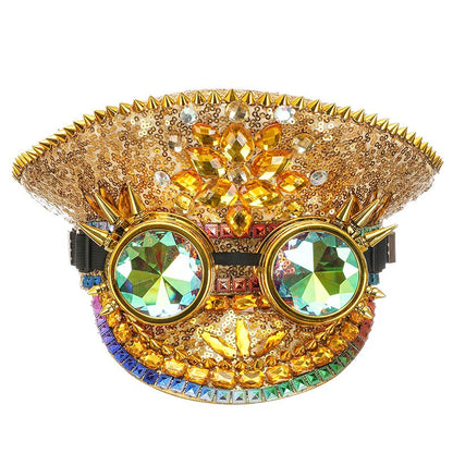 Muschibitch Luxus Rave Cap – Rhinestone Steampunk Party Hat