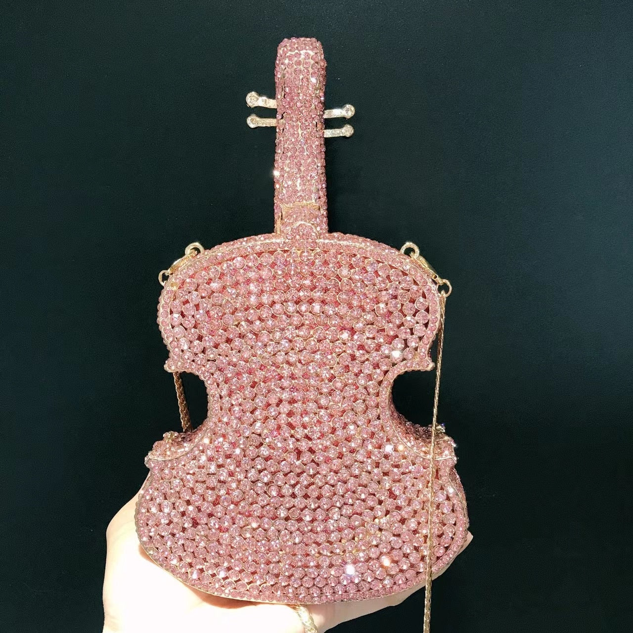 Muschibitch Crystal Violin Clutch – Luxus Designer Kristall Abendtasche