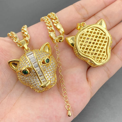Muschibitch Leopard Head Pendant Necklace – Hip Hop Luxus Gold Kette