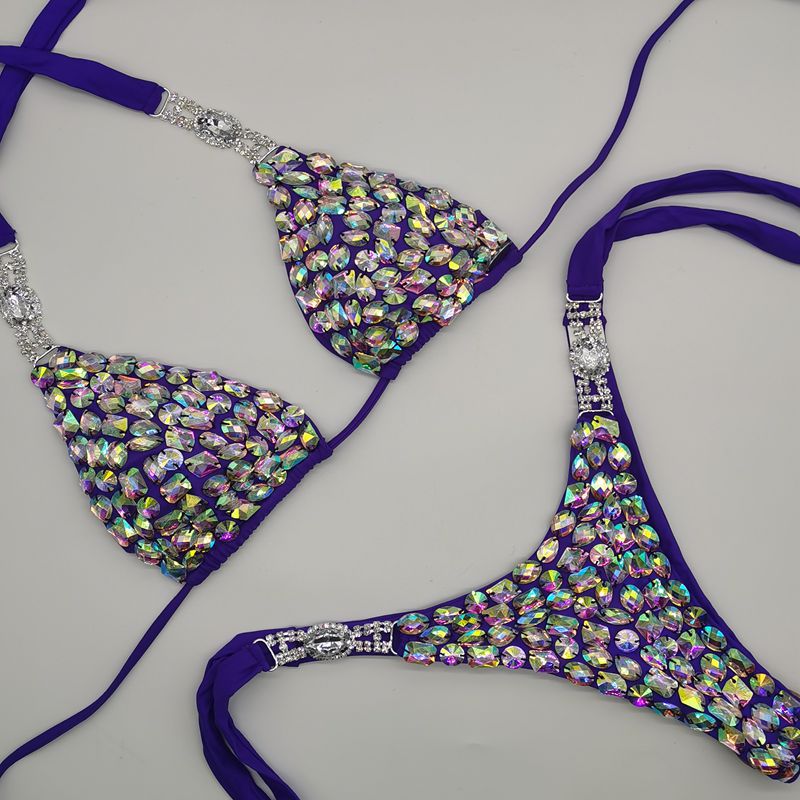 Muschibitch Strass Bikini Damen Glamour Triangel Bikini S–L
