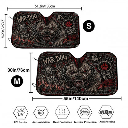 Punk Auto Sonnenschutz, Punkgraf Windschutzscheibenblende WAR DOG Auto Sonnenblende Frontscheiben Sonnenschutz