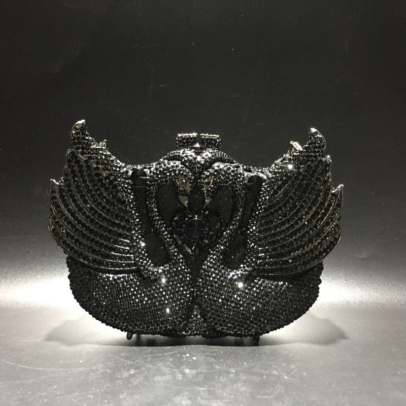 Muschibitch Swan Crystal Clutch – Luxury Rhinestone Designer Evening Bag