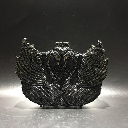 Muschibitch Swan Crystal Clutch – Luxury Rhinestone Designer Evening Bag