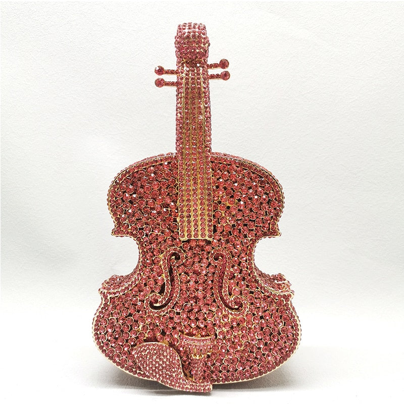 Muschibitch Crystal Violin Clutch – Luxus Designer Kristall Abendtasche