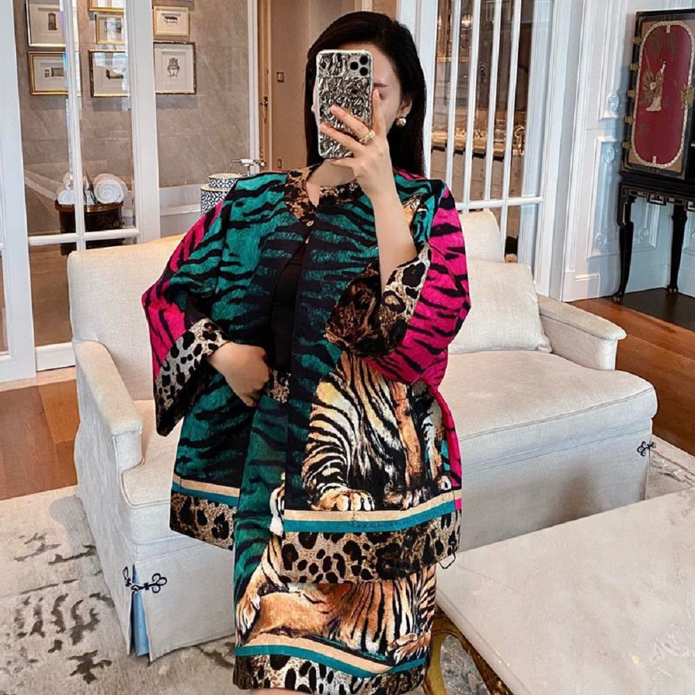 Muschibitch Tiger Leopard Set – Animal Print Jacket & Skirt Outfit