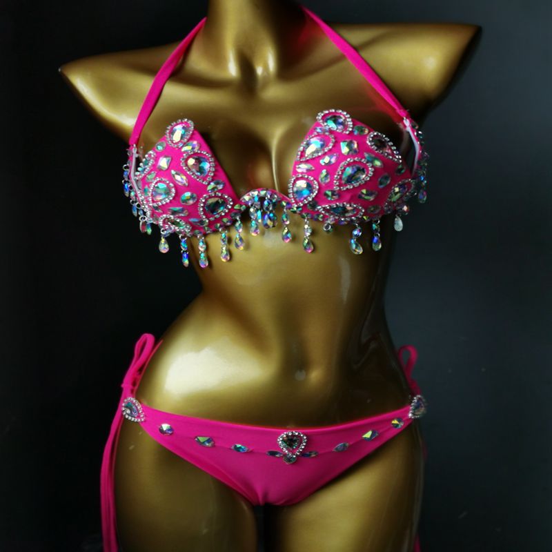 Muschibitch Crystal Luxe Bikini – Damen Strass Bikini Set mit Tropfenanhängern