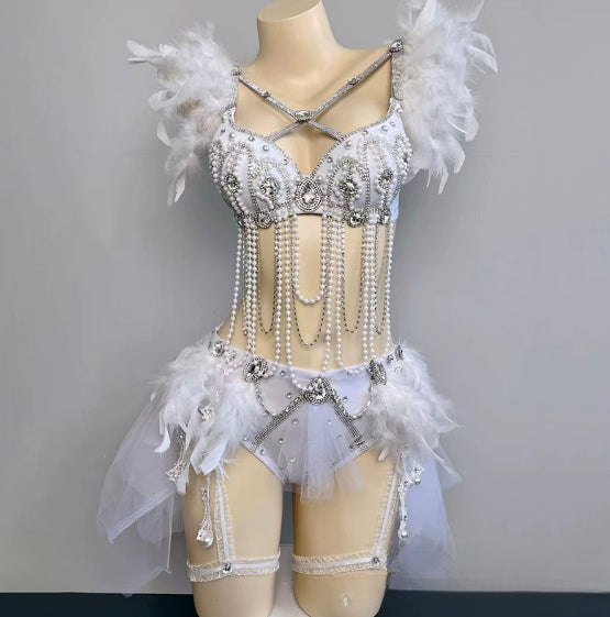 Muschibitch Exklusive Strass Bikini Set Damen Showgirl Luxus Glamour Outfit