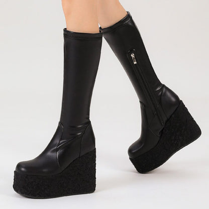Punkgräfin Platform Wedge Boots – Punk Designer Plateau Stiefel